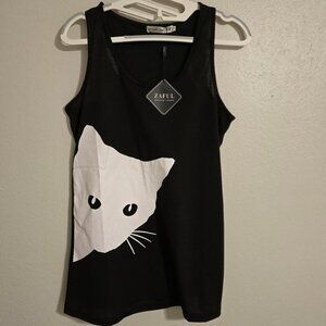 NWT Zaful Tank Top Women Girl Print T-Shirt Tunic Casual Elegant Crop-Top Size M